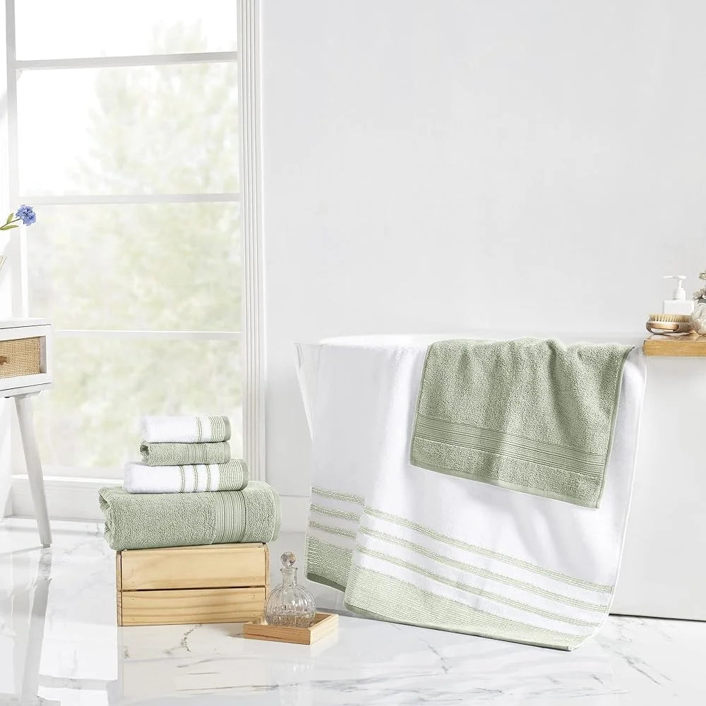 6 Piece Cotton Bath Hand Towel Set