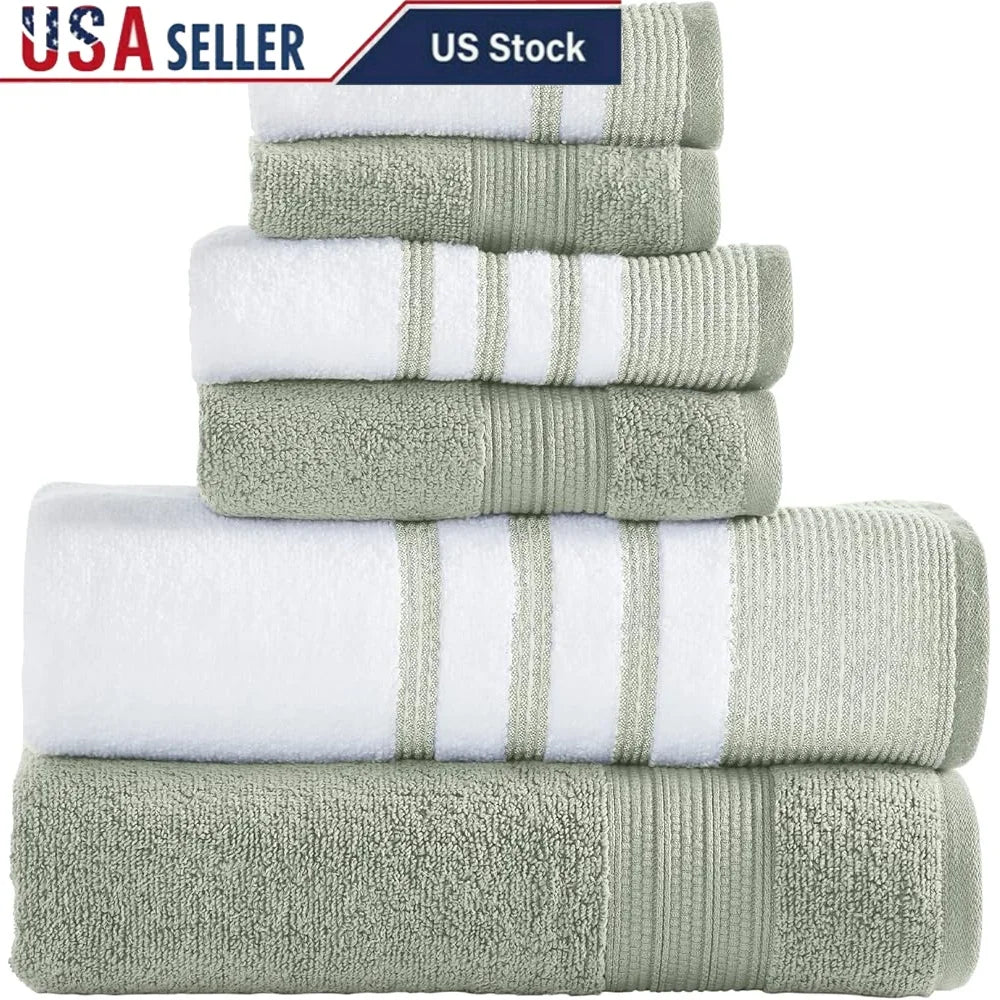 6 Piece Cotton Bath Hand Towel Set
