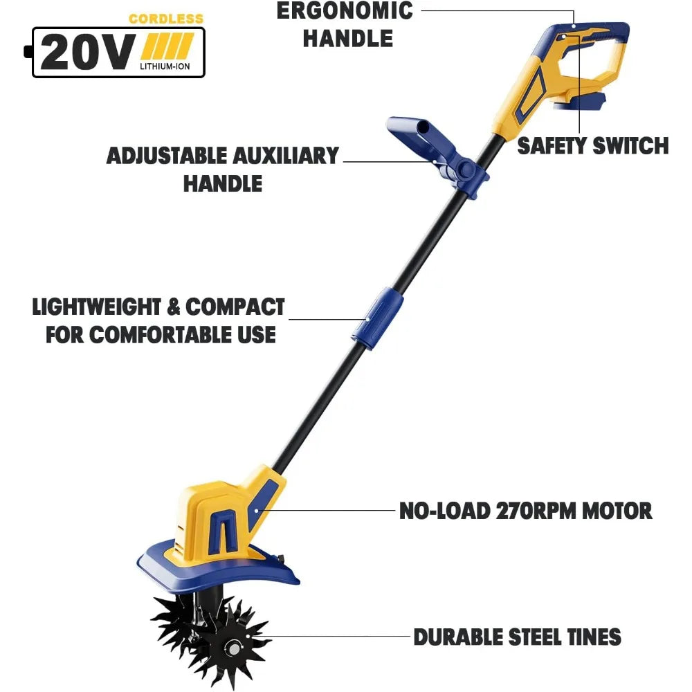 20V Battery Cordless 270RPM Tiller Cultivator
