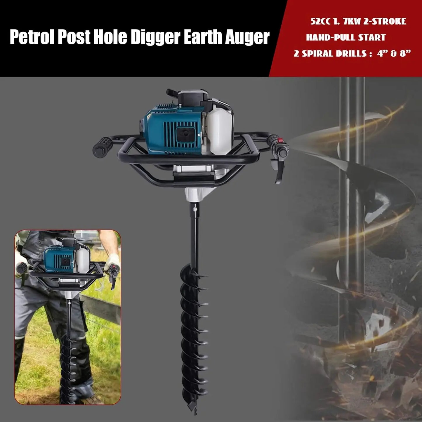 2.3HP Gas Powered Auger Post Hole Digger