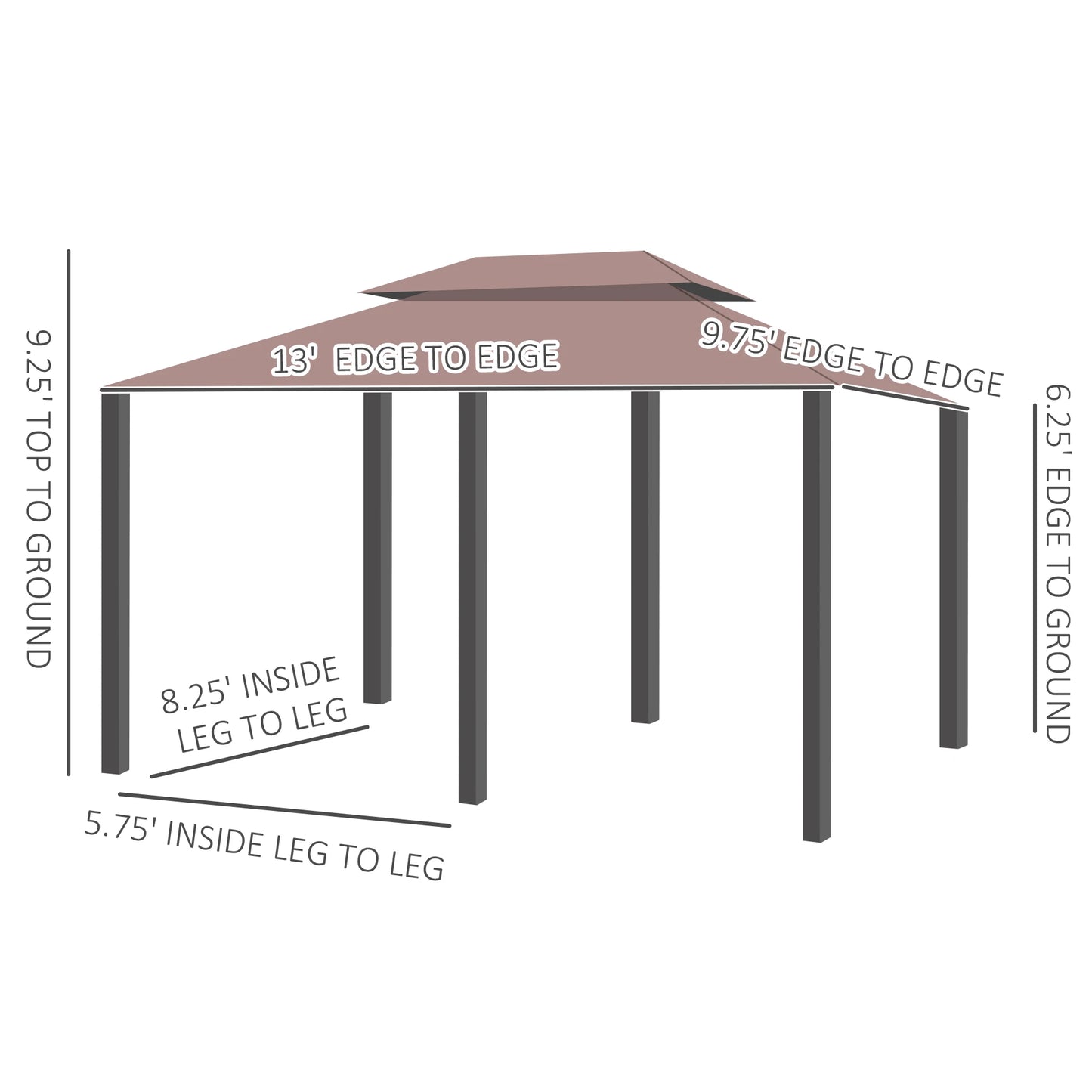 10'X13' Outdoor 2-Tier Vented Canopy Steel Gazebo
