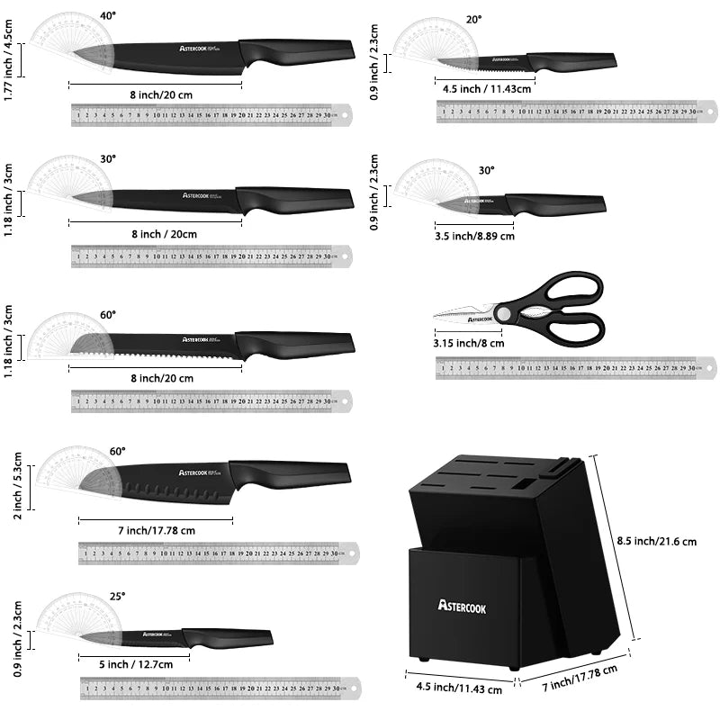 15 Pieces German Stainless Steel Knife Set