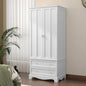 71.8" White Vintage Wood Wardrobe Doors & Drawers