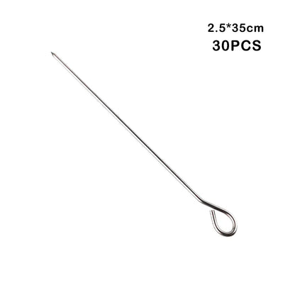 30 Pieces Barbeque Duck Pork Beef Skewer Portable Vegetable Grilling Roll Needles Cooking Tool Kitchen Supplies 2.5x35cm