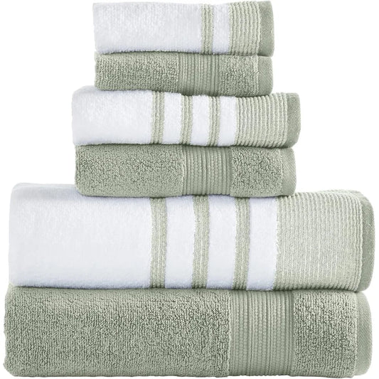 6 Piece Cotton Bath Hand Towel Set