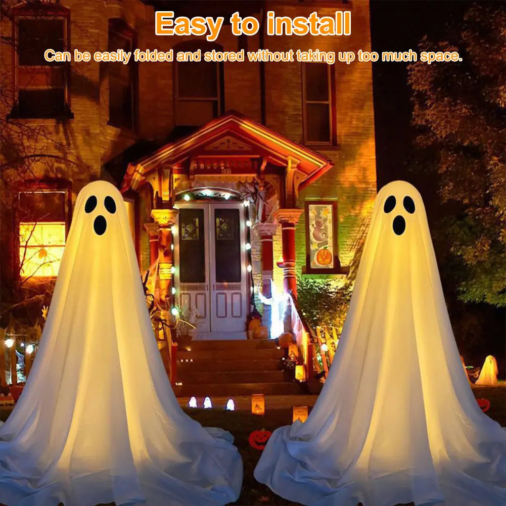 Lighted Spooky Ghost Decor Ghost Decorations with String Lights Scary Standing Ghosts Decor for Front Door Porch Yard Home Party
