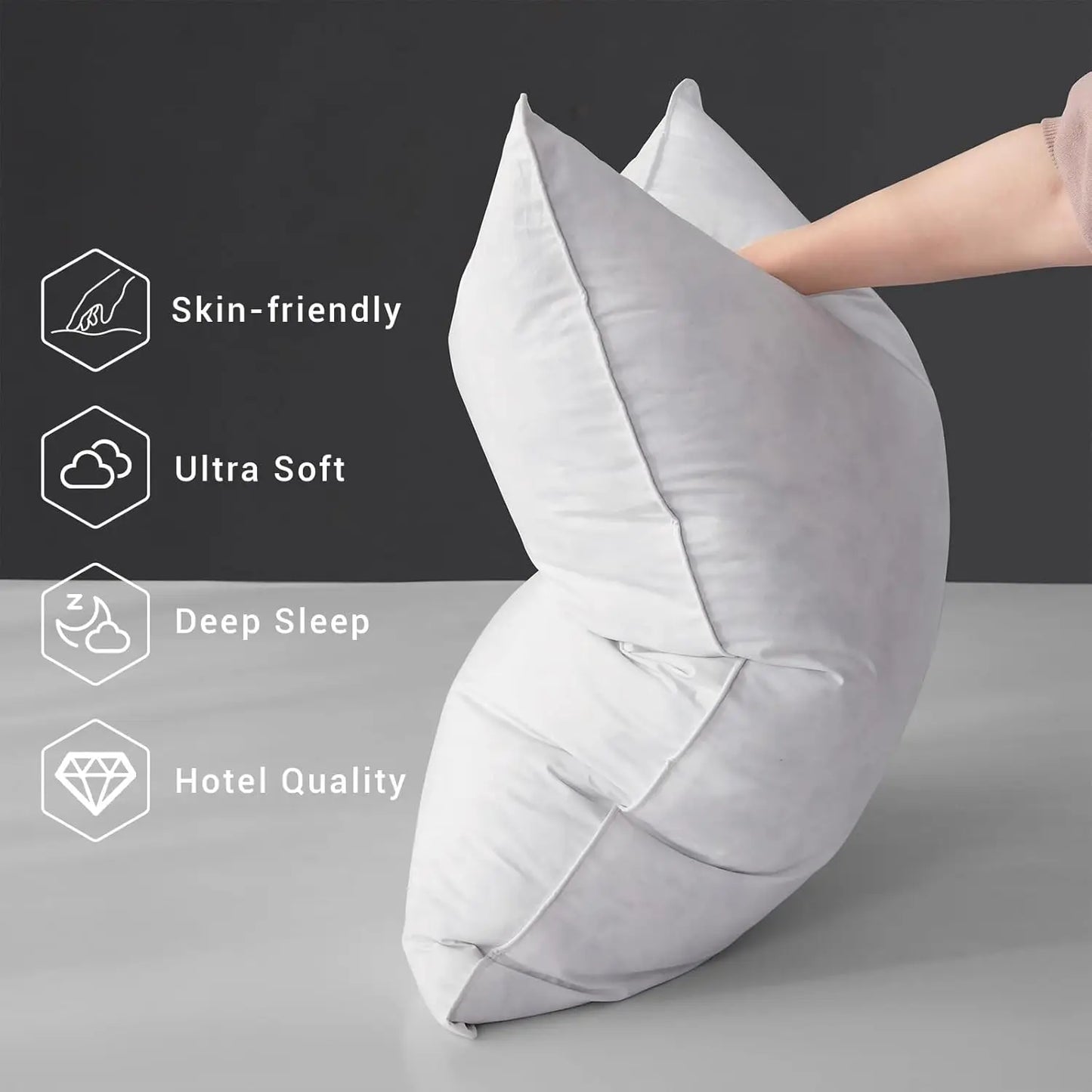 2PC Duck Feathers Pillows 100% Cotton
