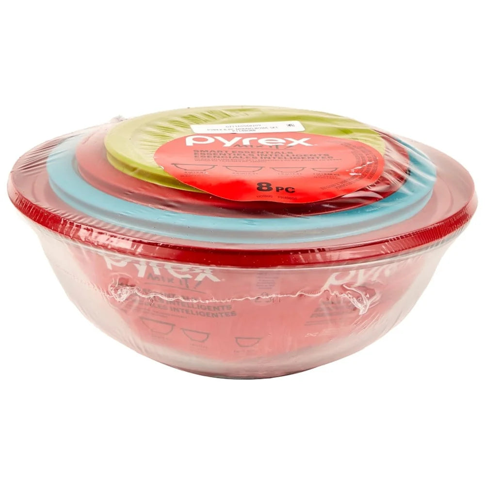 8-Piece Durable Glass Mixing Bowl Set