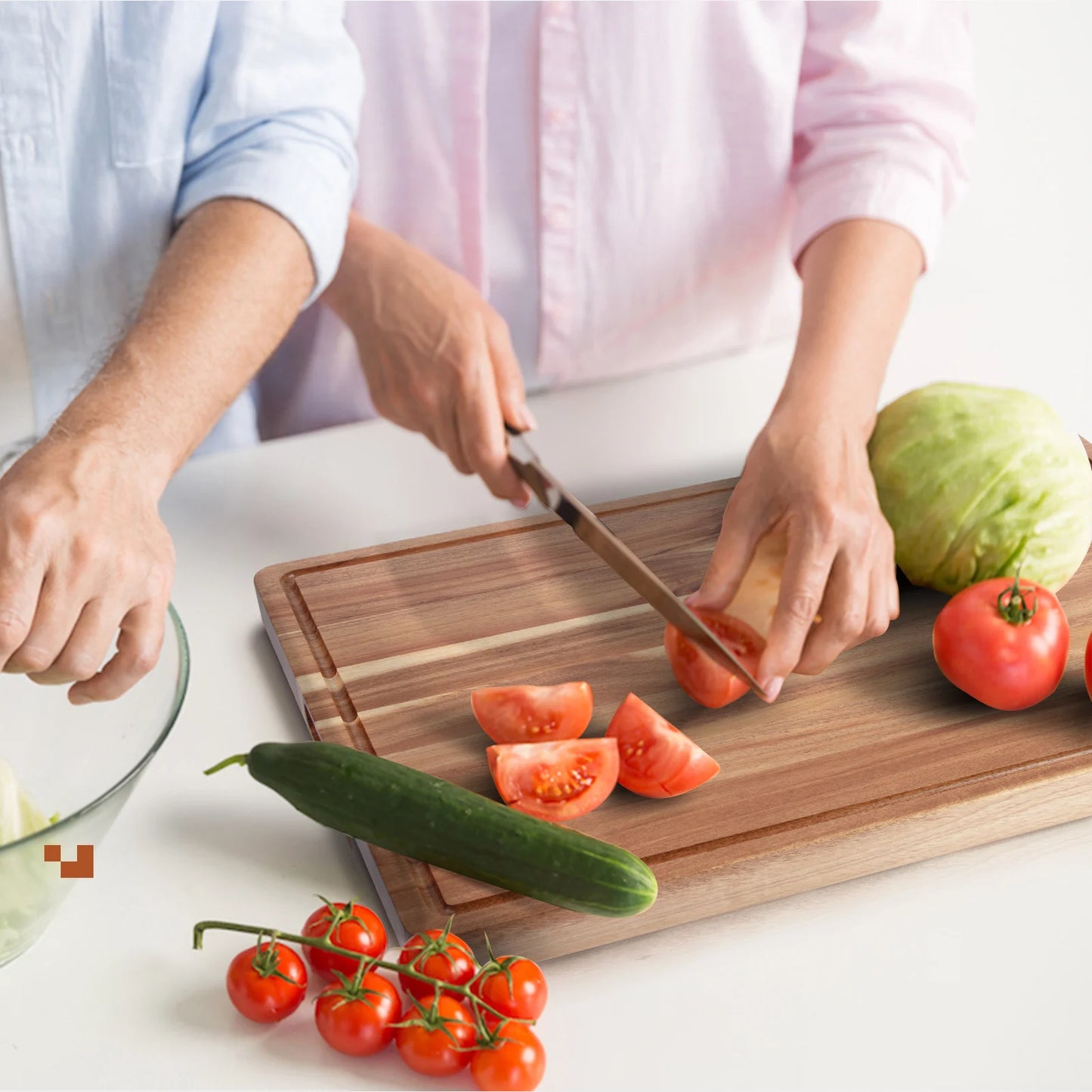 XL Thick Wood Chopping Board Side Handles