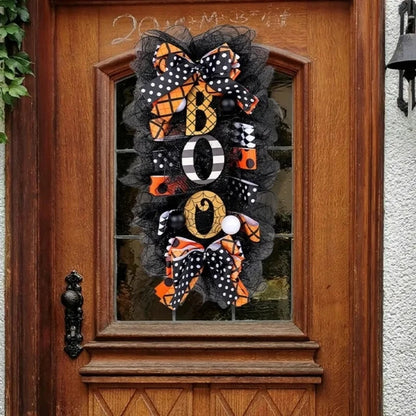 Halloween Wreath Garland Door Hanging Decoration  BOO Doorplate Pumpkin Pendant Home Party Supplies for Porch Yard