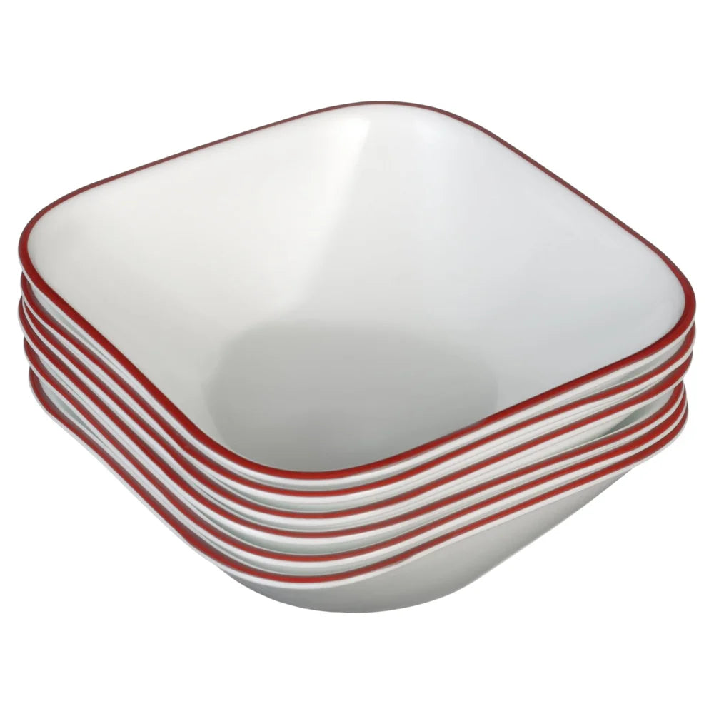 Six 22 oz Square Glass Bowls Set