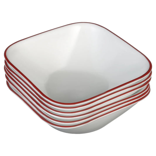 Six 22 oz Square Glass Bowls Set