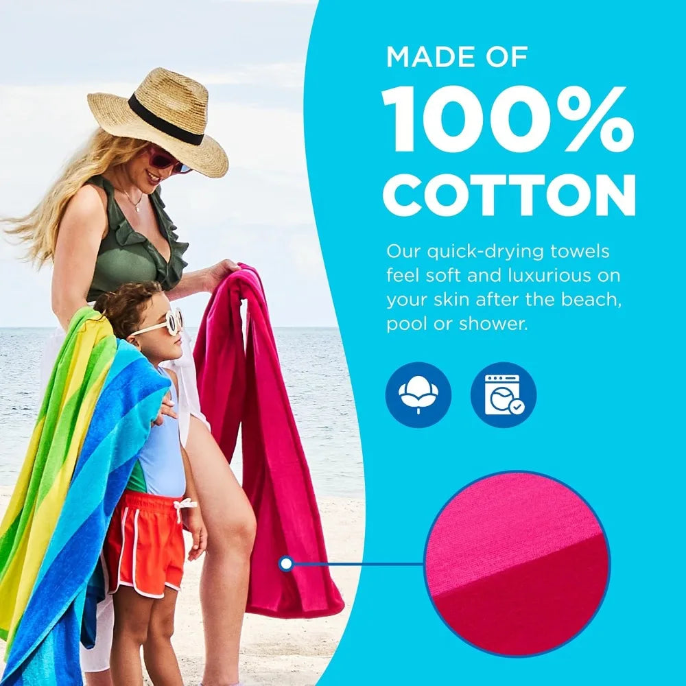 Twelve Pack 100% Cotton 30"x60" Velour Towels