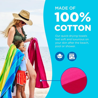 Twelve Pack 100% Cotton 30"x60" Velour Towels