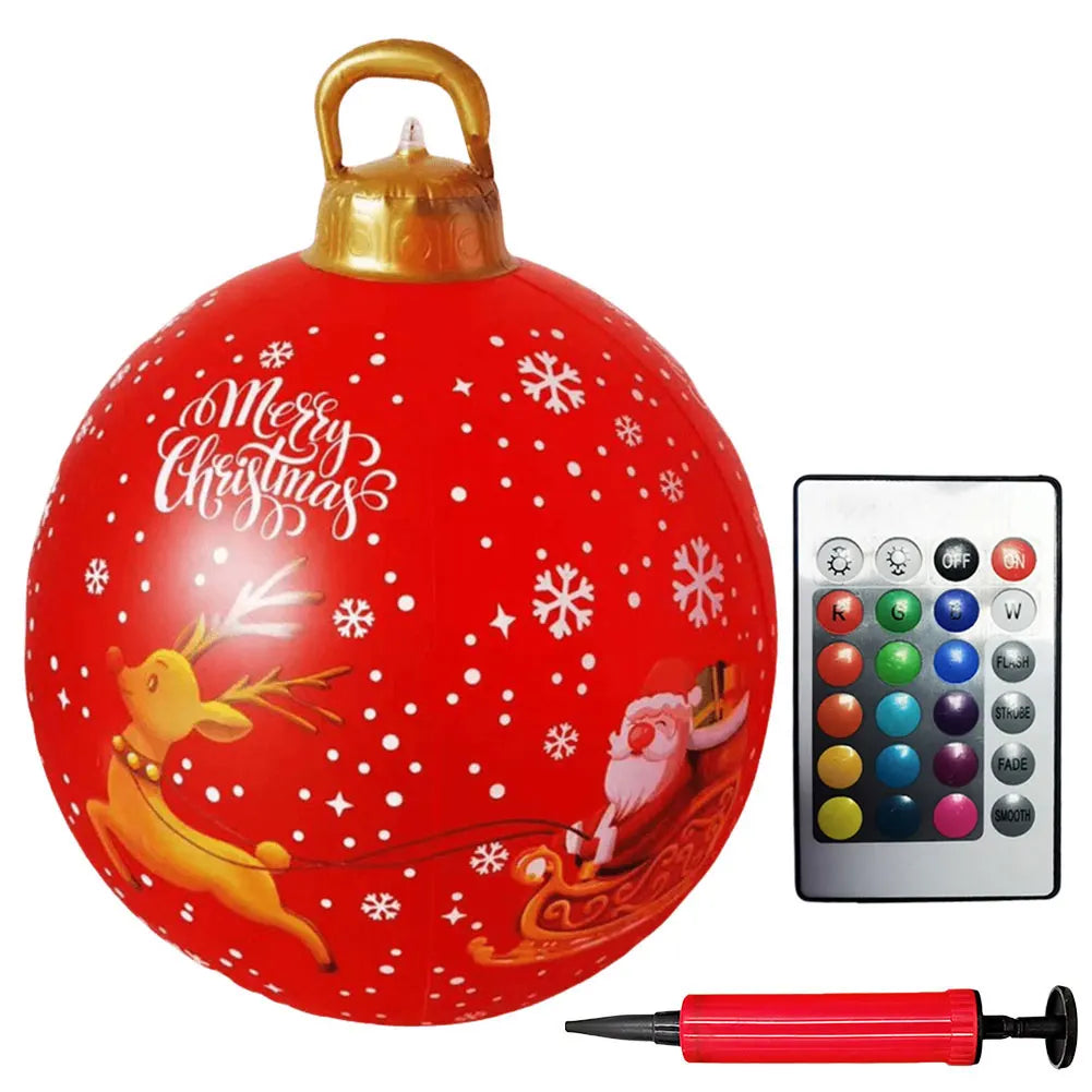 24 Inch Inflatable Christmas Balls New Years Christmas Ornaments with Lights PVC Giant Inflatable Christmas Balls Holiday Decor