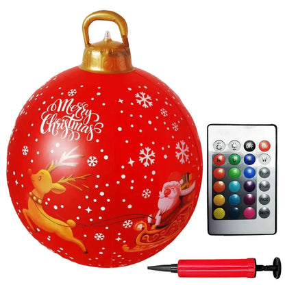 24 Inch Inflatable Christmas Balls New Years Christmas Ornaments with Lights PVC Giant Inflatable Christmas Balls Holiday Decor