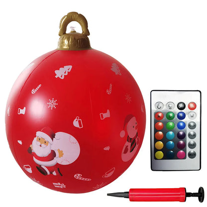 24 Inch Inflatable Christmas Balls New Years Christmas Ornaments with Lights PVC Giant Inflatable Christmas Balls Holiday Decor