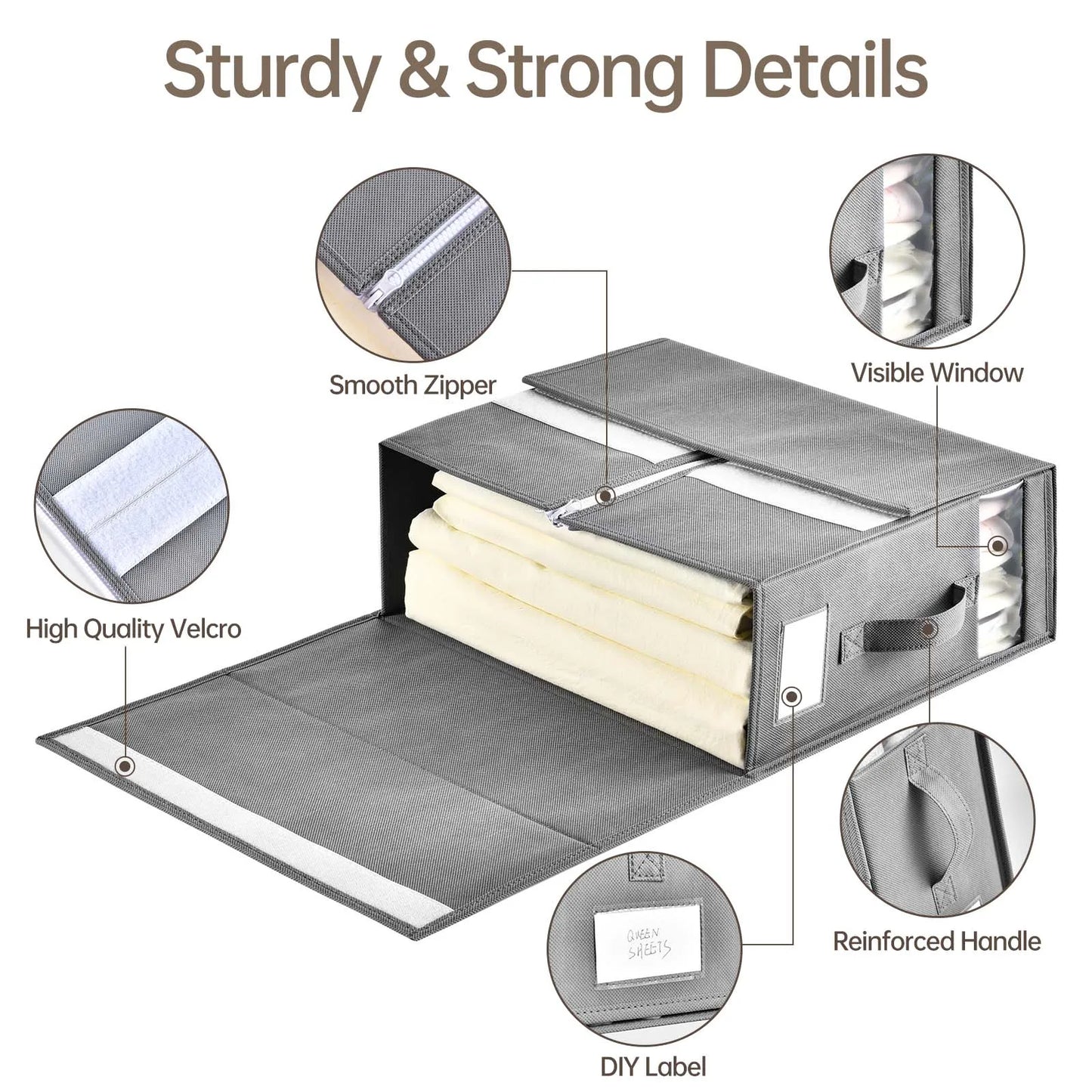 Bed Sheet Organizer Box, Foldable and Stackable