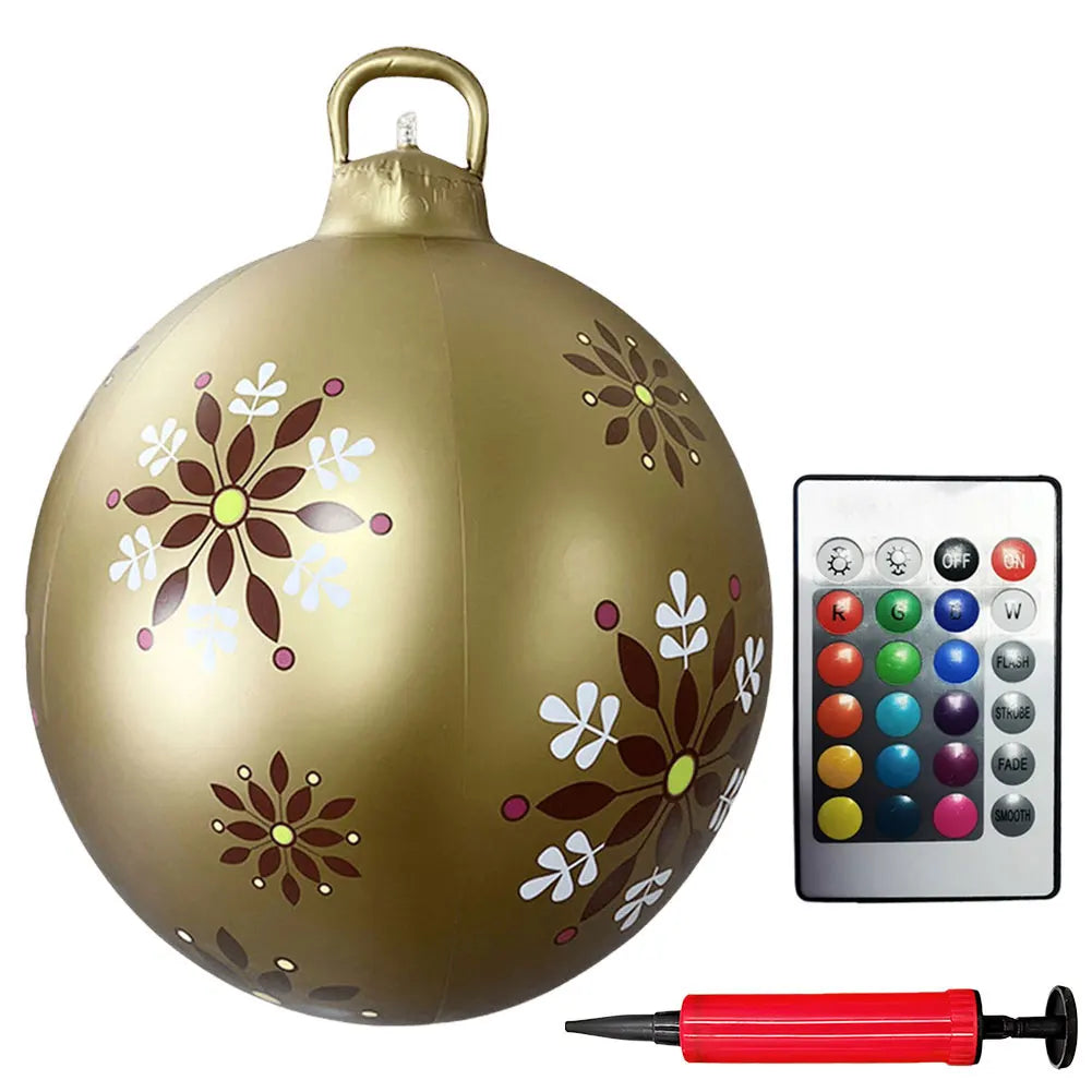24 Inch Inflatable Christmas Balls New Years Christmas Ornaments with Lights PVC Giant Inflatable Christmas Balls Holiday Decor