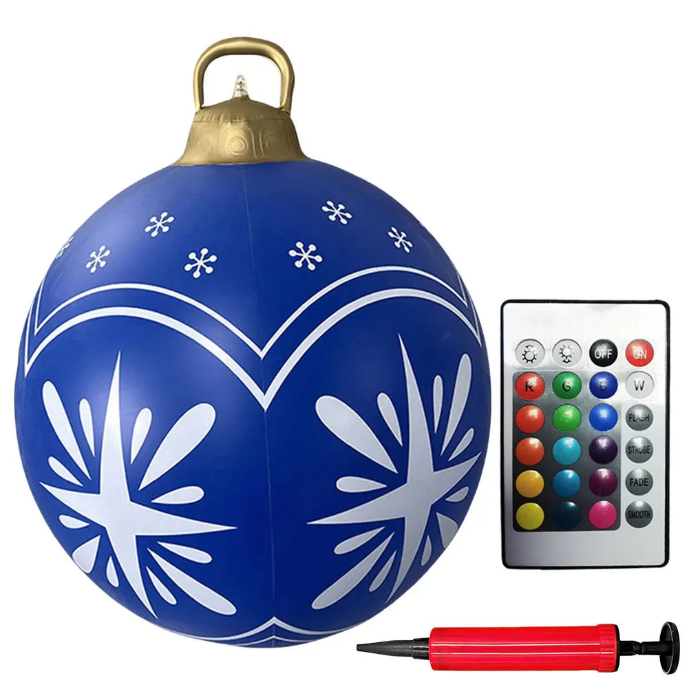 24 Inch Inflatable Christmas Balls New Years Christmas Ornaments with Lights PVC Giant Inflatable Christmas Balls Holiday Decor