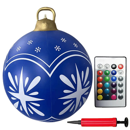24 Inch Inflatable Christmas Balls New Years Christmas Ornaments with Lights PVC Giant Inflatable Christmas Balls Holiday Decor