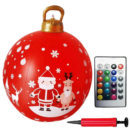 24 Inch Inflatable Christmas Balls New Years Christmas Ornaments with Lights PVC Giant Inflatable Christmas Balls Holiday Decor
