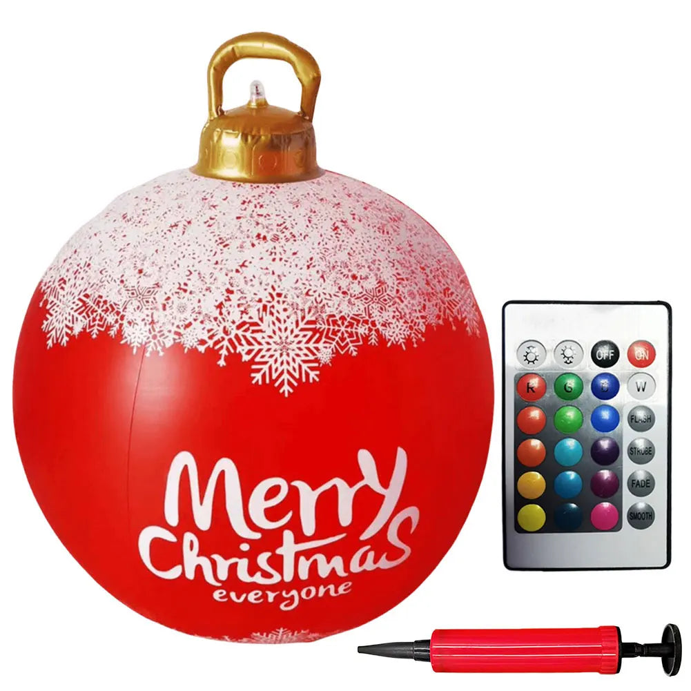 24 Inch Inflatable Christmas Balls New Years Christmas Ornaments with Lights PVC Giant Inflatable Christmas Balls Holiday Decor
