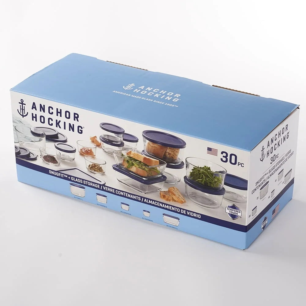 30 Piece Glass Food Storage Set
