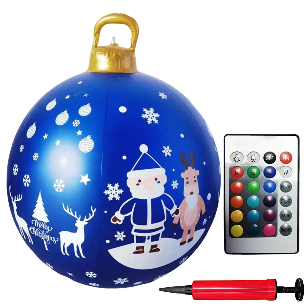 24 Inch Inflatable Christmas Balls New Years Christmas Ornaments with Lights PVC Giant Inflatable Christmas Balls Holiday Decor