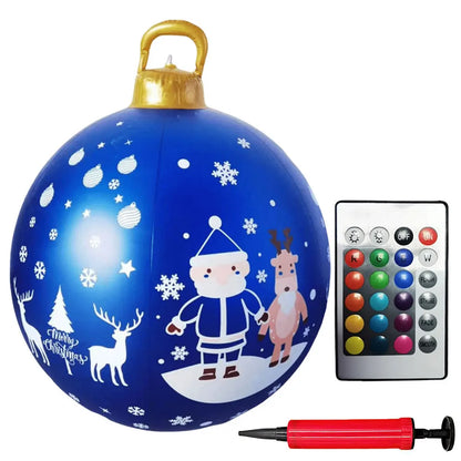 24 Inch Inflatable Christmas Balls New Years Christmas Ornaments with Lights PVC Giant Inflatable Christmas Balls Holiday Decor