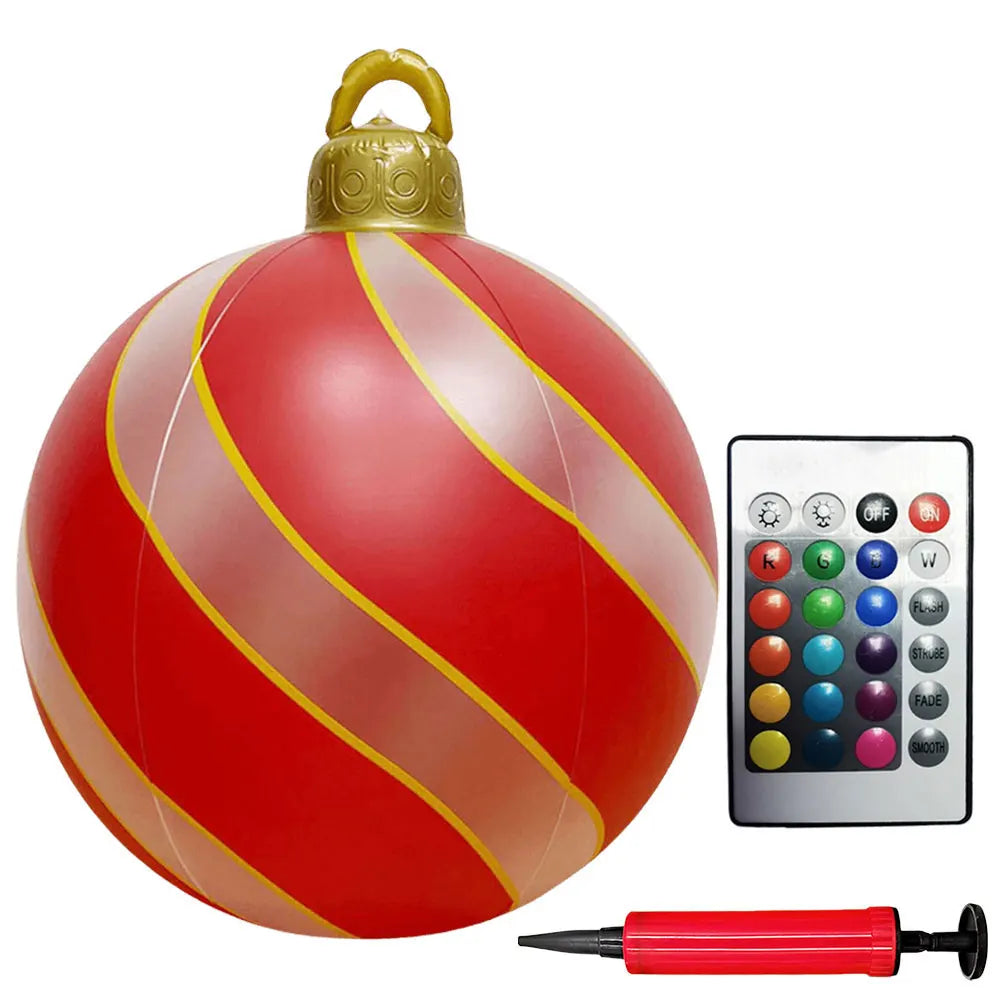 24 Inch Inflatable Christmas Balls New Years Christmas Ornaments with Lights PVC Giant Inflatable Christmas Balls Holiday Decor