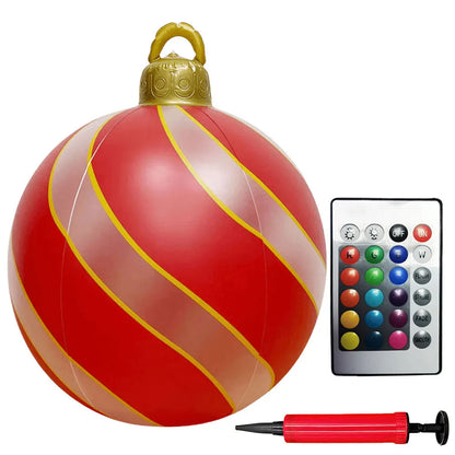 24 Inch Inflatable Christmas Balls New Years Christmas Ornaments with Lights PVC Giant Inflatable Christmas Balls Holiday Decor