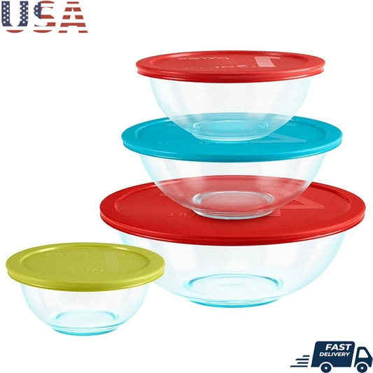 8-Piece Durable Glass Mixing Bowl Set