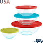 8-Piece Durable Glass Mixing Bowl Set