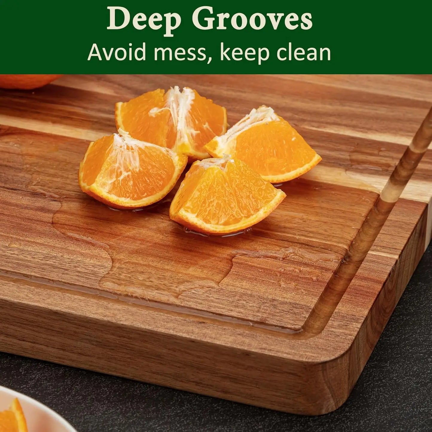 XL Thick Wood Chopping Board Side Handles