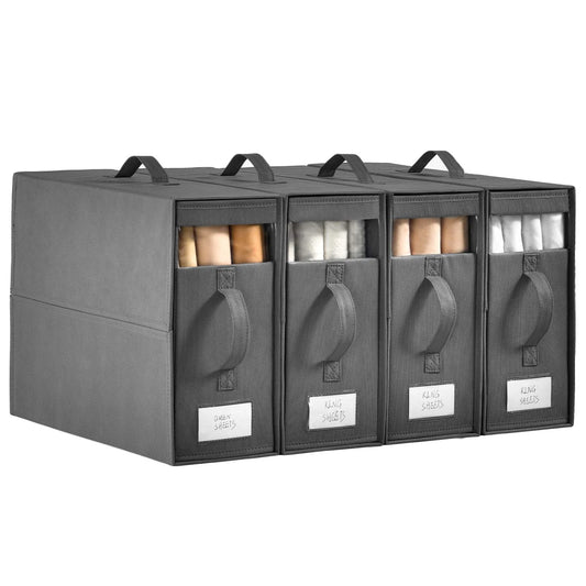 Bed Sheet Organizer Box, Foldable and Stackable