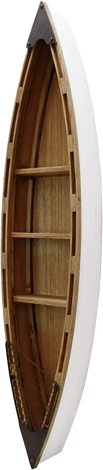 47" H Wood Boat Beach Wall Decor Display Shelf, 3 Tiers Hanging Boat Shelf Ocean Coastal Home Decor, Boat Shaped Storage Shelf D
