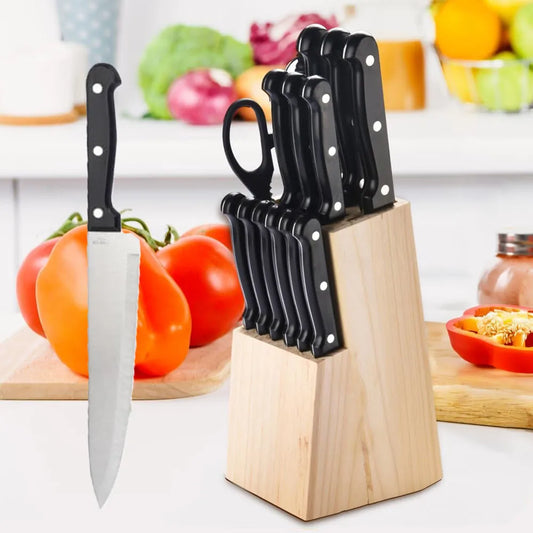 15pcs Kitchen Knife Set with Wooden Holder