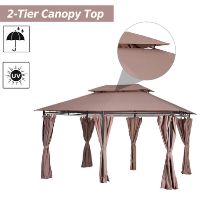 10'X13' Outdoor 2-Tier Vented Canopy Steel Gazebo