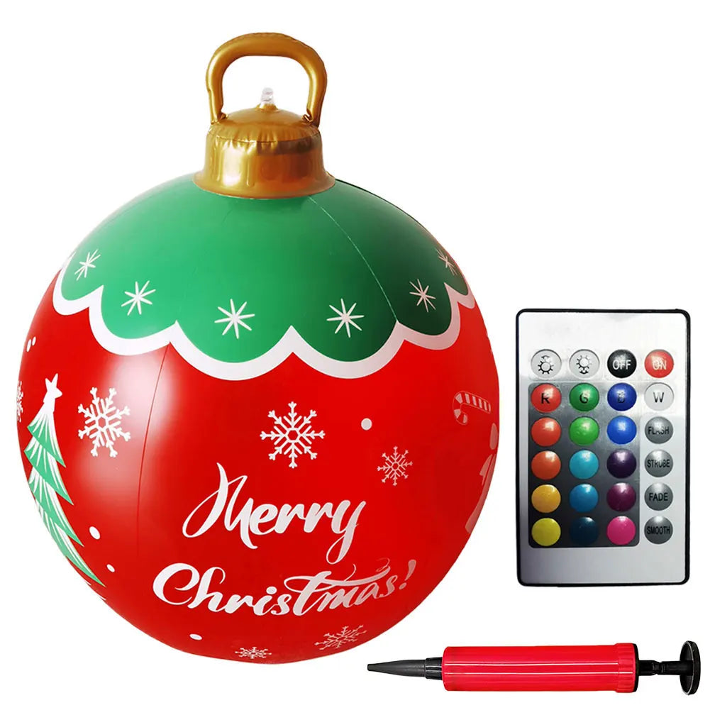 24 Inch Inflatable Christmas Balls New Years Christmas Ornaments with Lights PVC Giant Inflatable Christmas Balls Holiday Decor