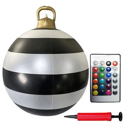 24 Inch Inflatable Christmas Balls New Years Christmas Ornaments with Lights PVC Giant Inflatable Christmas Balls Holiday Decor