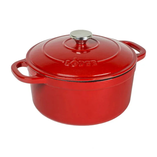 Lodge Cast Iron 5.5qt Red Dutch Oven