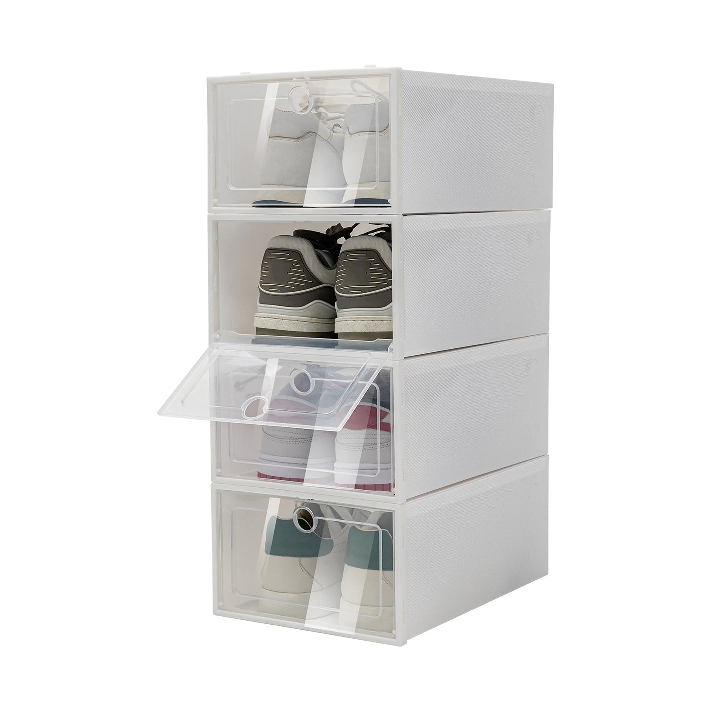 24 Packs Stackable Plastic Foldable Shoe Box