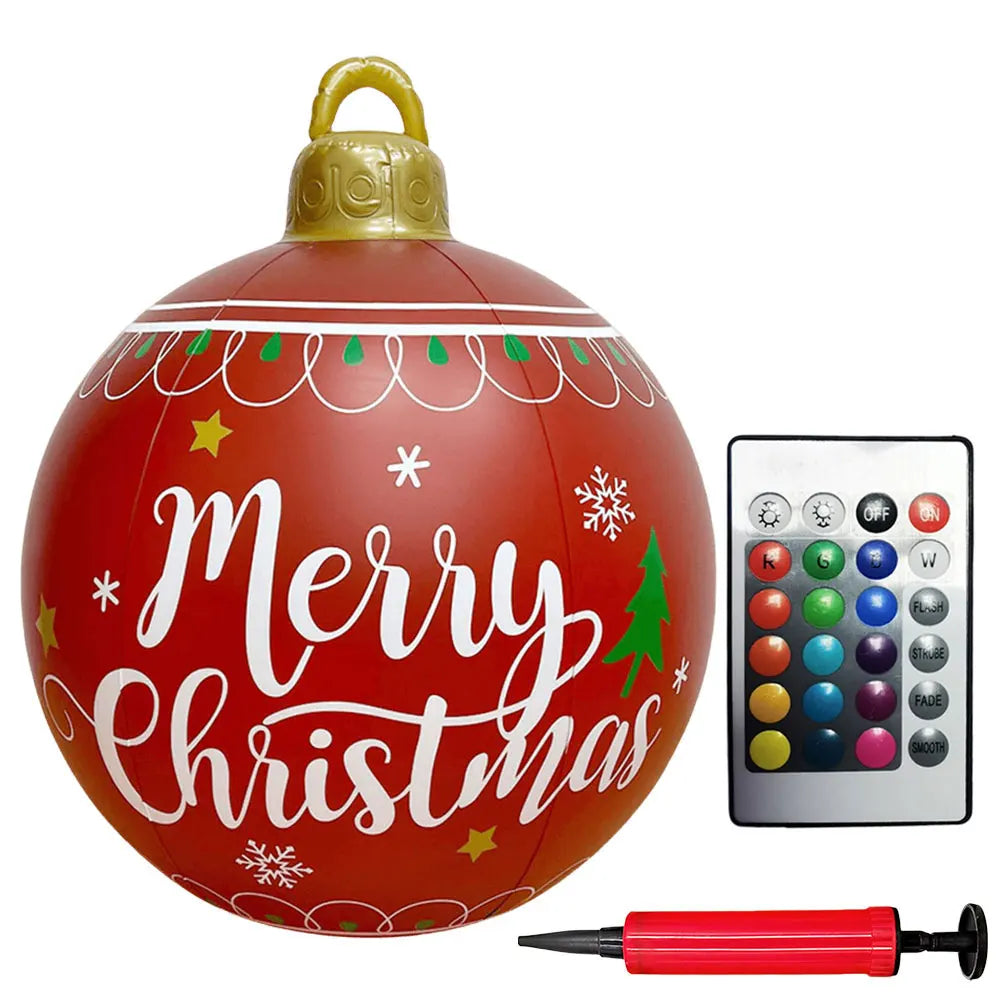 24 Inch Inflatable Christmas Balls New Years Christmas Ornaments with Lights PVC Giant Inflatable Christmas Balls Holiday Decor
