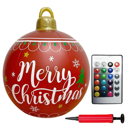 24 Inch Inflatable Christmas Balls New Years Christmas Ornaments with Lights PVC Giant Inflatable Christmas Balls Holiday Decor