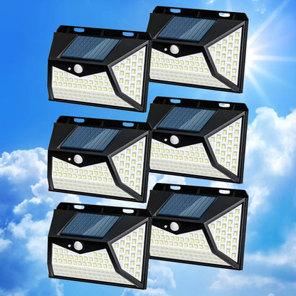 IP65 Waterproof 6 Pieces Solar Outdoor Lights, 3 Lighting Modes, 118 LED Motion Sensor Security Lights for Garden, Patio, Garage