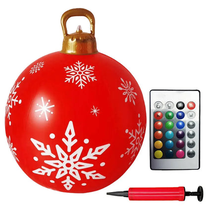 24 Inch Inflatable Christmas Balls New Years Christmas Ornaments with Lights PVC Giant Inflatable Christmas Balls Holiday Decor