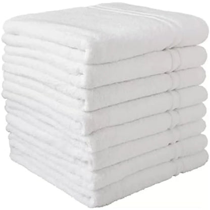 Eight 24x50" Commercial Hospitality White Towels