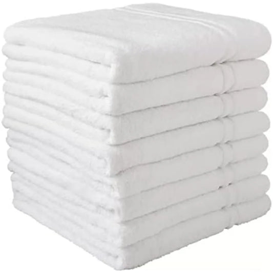 Eight 24x50" Commercial Hospitality White Towels