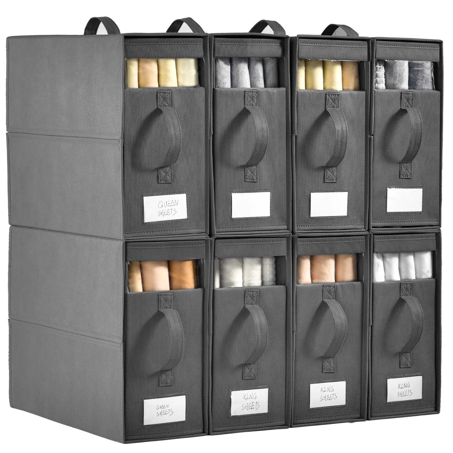 Bed Sheet Organizer Box, Foldable and Stackable